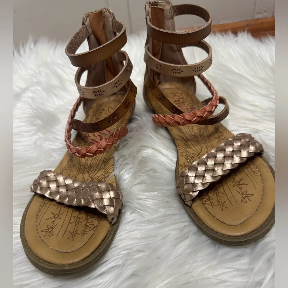 Stylish Braided Sandals in Tan and Pink